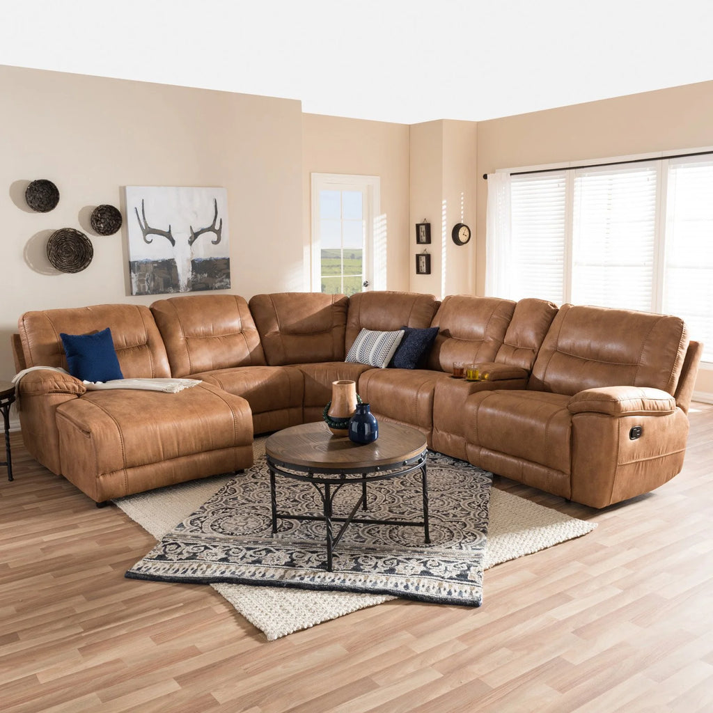 Light Brown 6 Piece Reclining Sectional L79255
