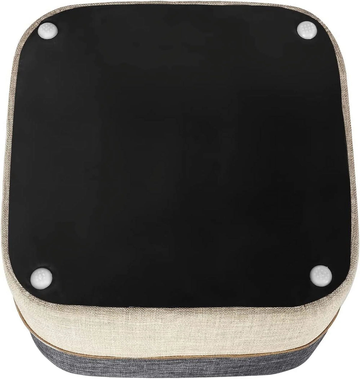 Linen Fabric Footstool Ottoman Dark Gray And Beige I251619