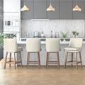 26" Swivel Solid Wood Faux Leather Bar Stools Set of 4 O60616