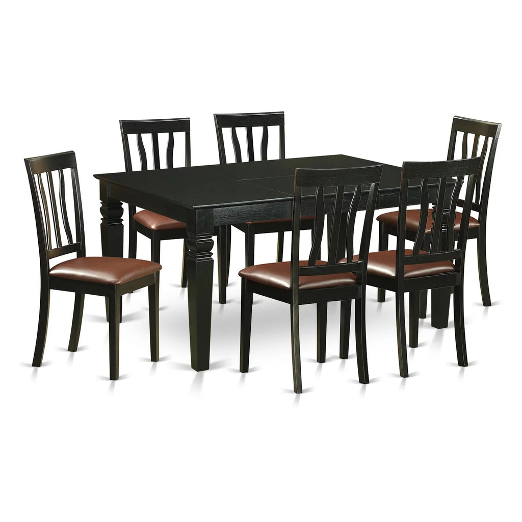 Black 7 Piece Rectangular Dinette Table Set P632