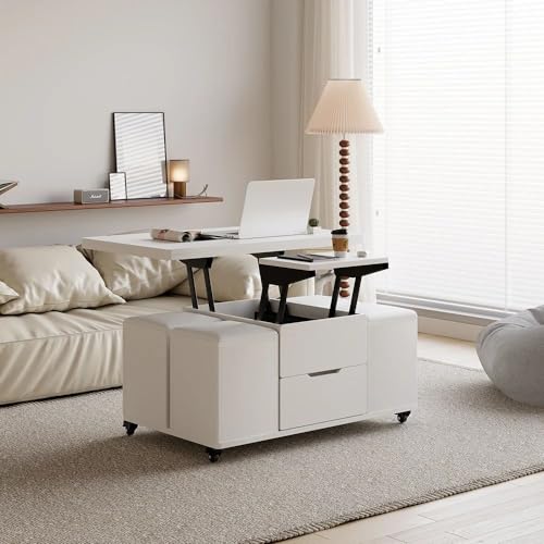 White Lift Top Coffee Table with Hidden Storage R45529