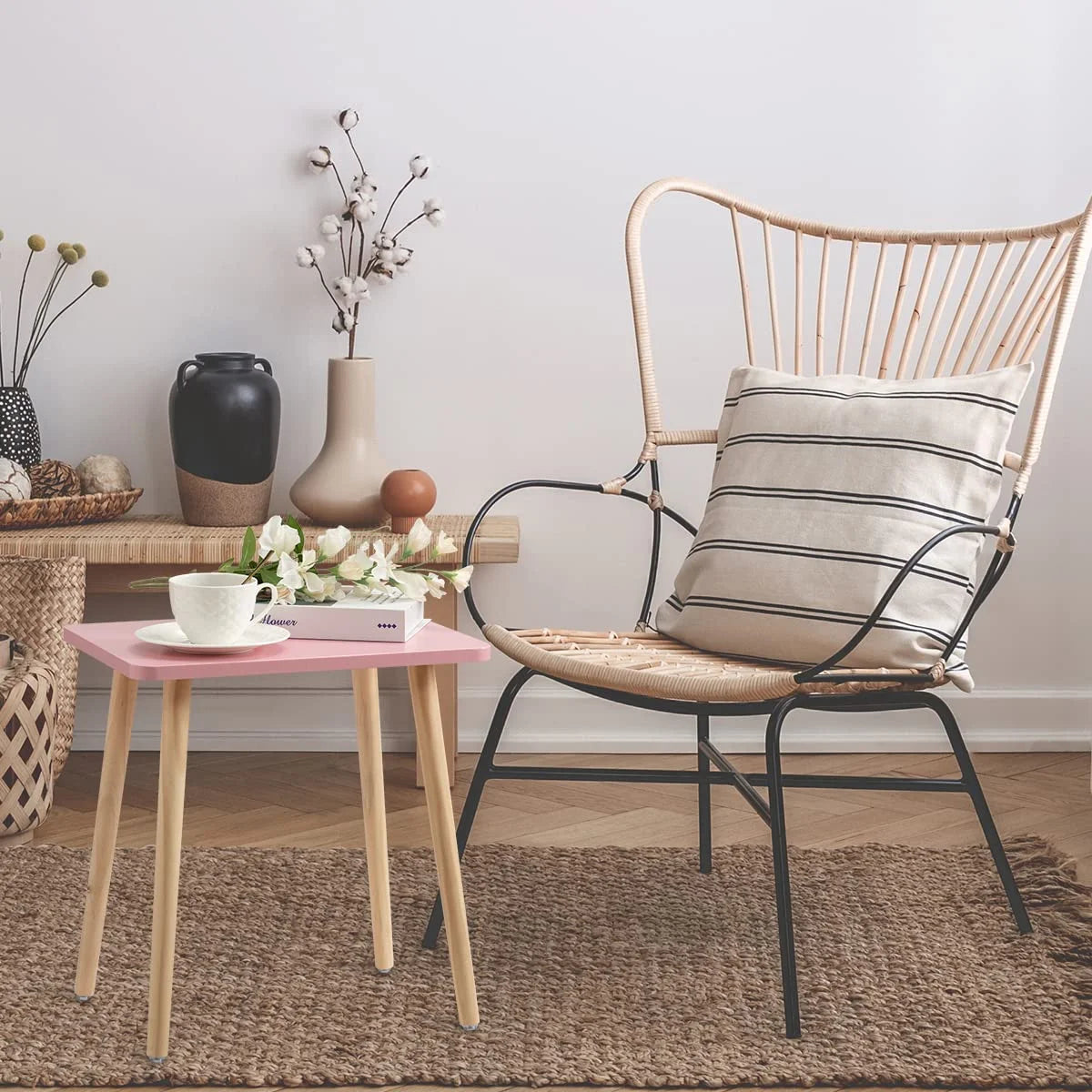 Small Pink Wooden Side Table Z87762