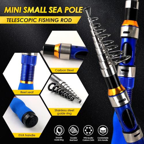 2PCS 6.89FT Telescopic Fishing Rod Reel Combo with Fishing Bag U55493