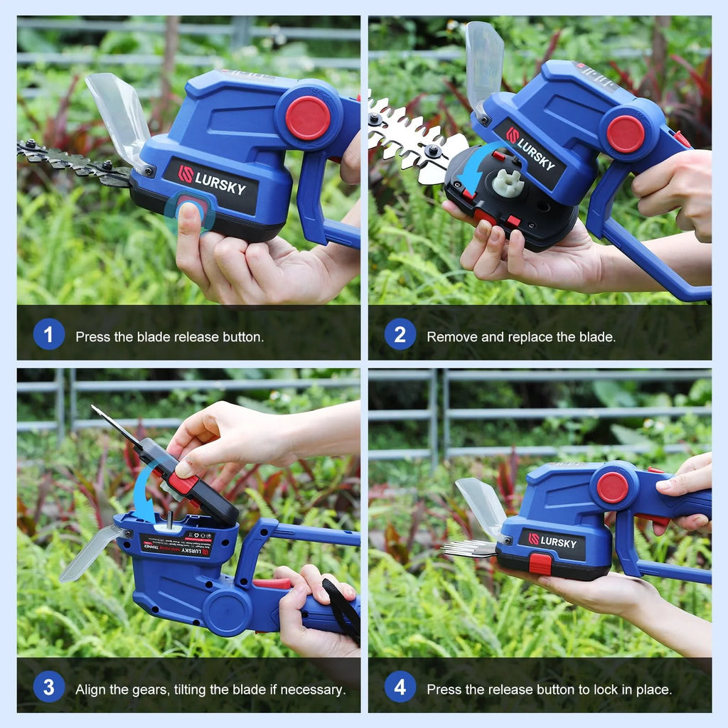 Cordless Hedge Trimmer 2-in-1 Grass Shears and Shrub Trimmer 21V Blue P173