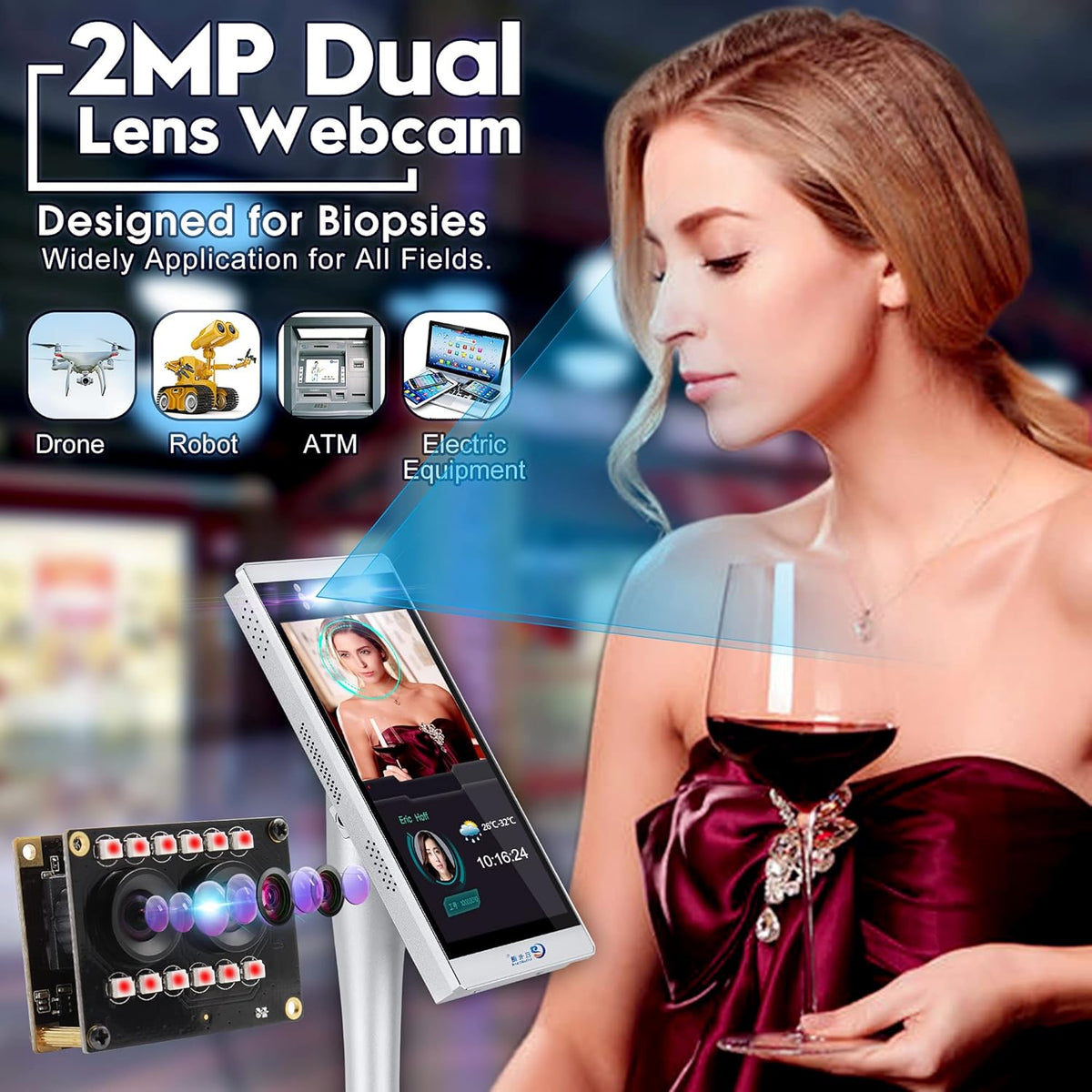 Dual Lens 1080P Webcam Module with IR Led Lights Z1457