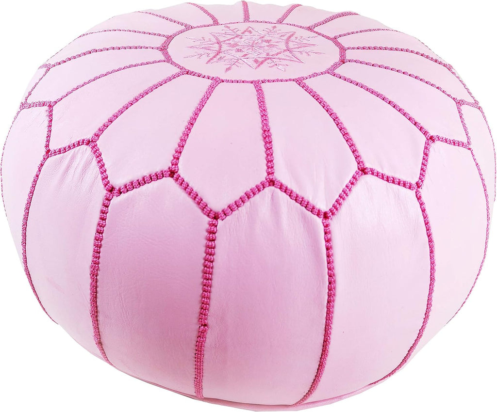 Leather Ottoman Pouf Cover, Hand Stitched, Unstuffed T9950