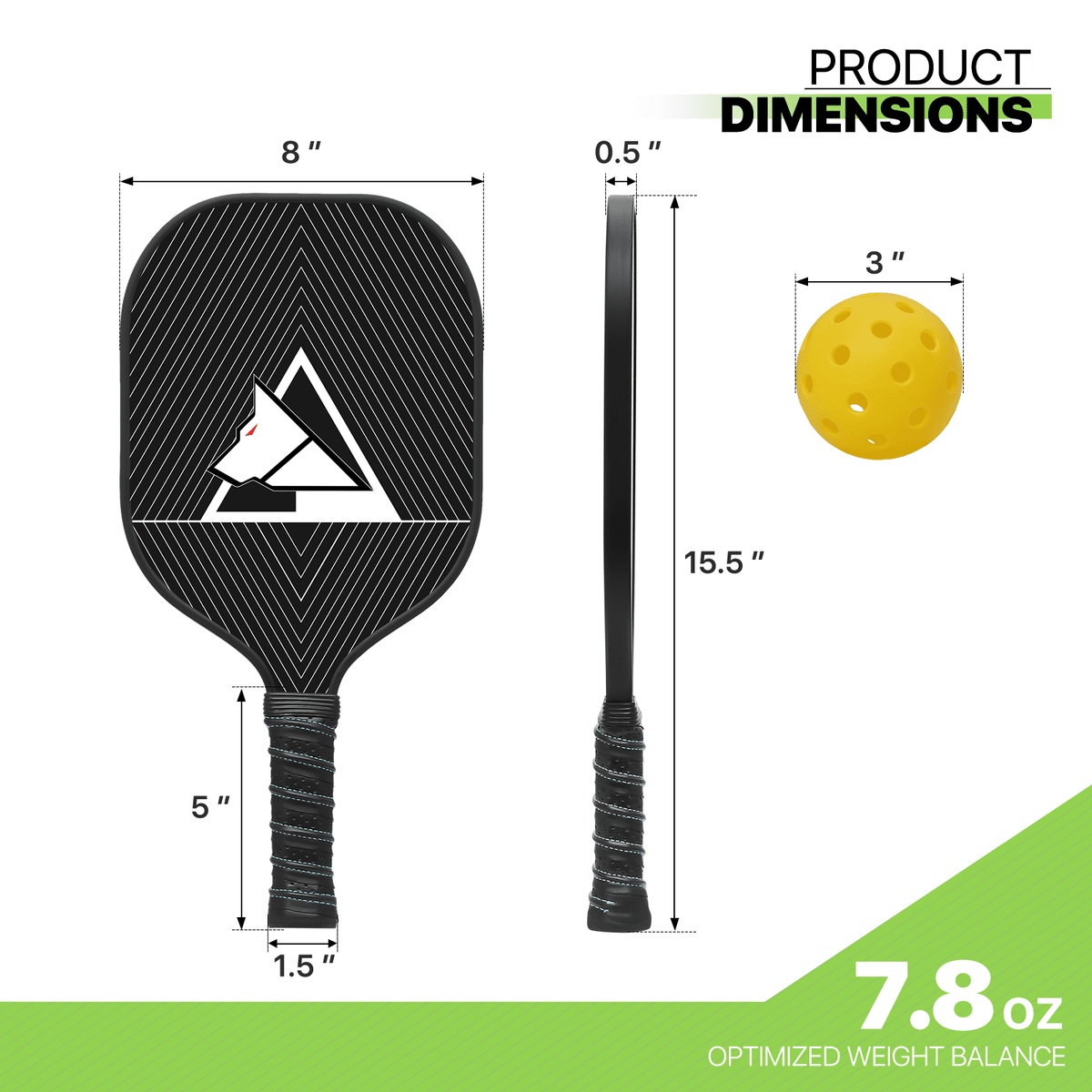 Carbon Fiber Pickleball Rackets Set of 2 with 4 Balls and Carry Bag C475