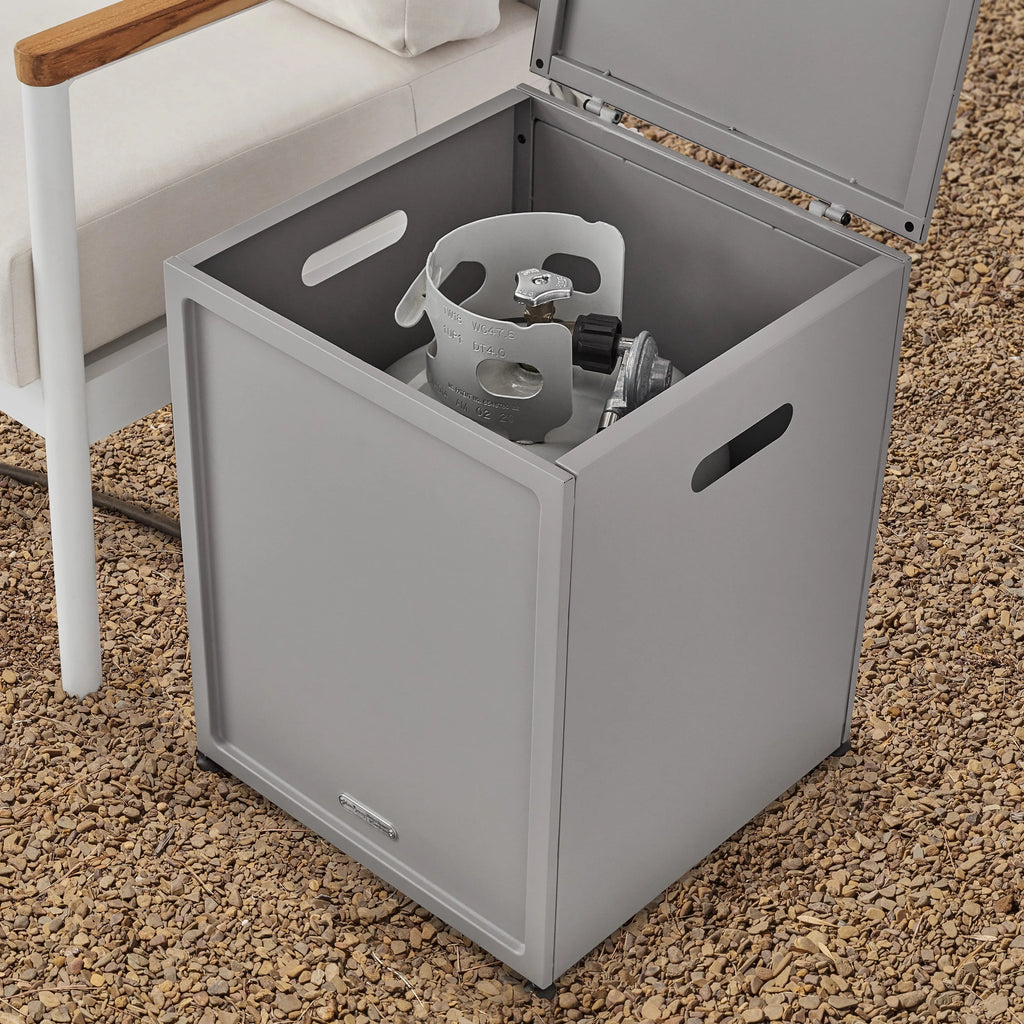 36 Round 65,000 BTU Propane Faux Concrete Fire Pit with Tank Hideaway B74499