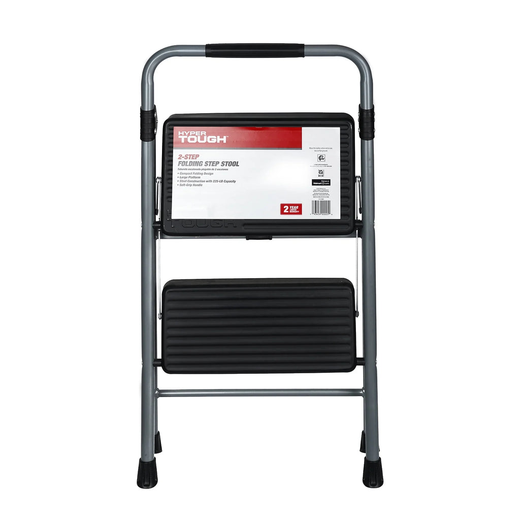 Gray & Black 2-Step Steel Foldable Step Stool V541413