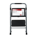 Gray & Black 2-Step Steel Foldable Step Stool V541413
