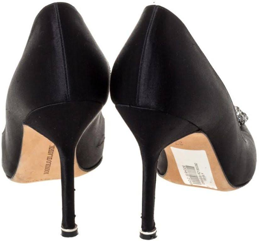 Black Satin Pump I1328