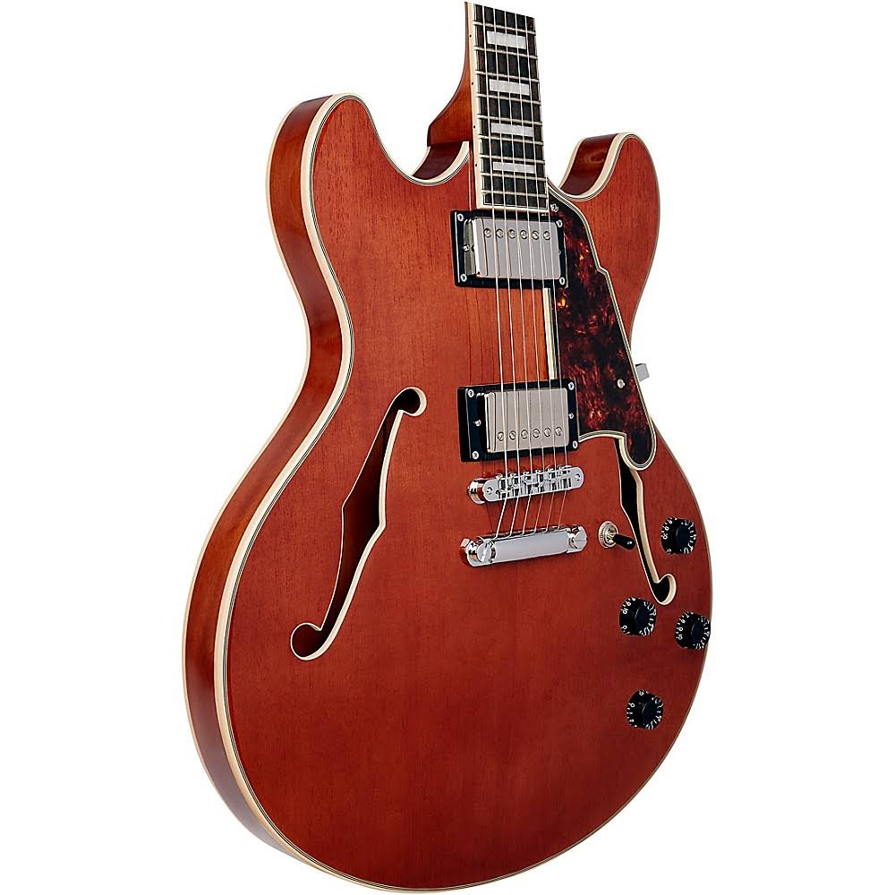 Walnut Stain Semi-Hollow Electric Guitar with Humbuckers R385611
