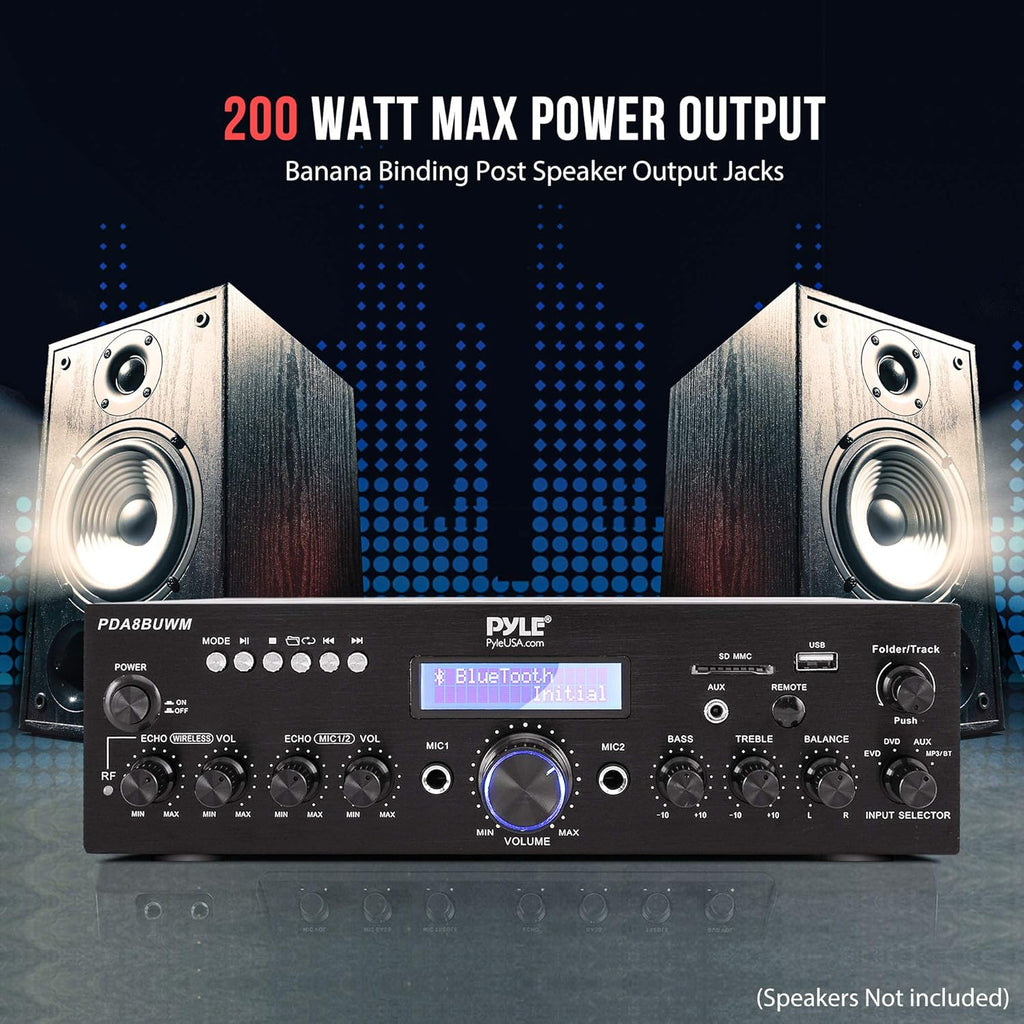 200W Dual Channel Wireless Microphone Power Amplifier System U980