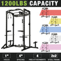 Power Rack Cage with LAT Pulldown System, 1200LBS Capacity, 13-Level Adjustable Height B7853
