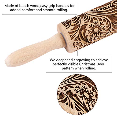 Wooden Embossed Rolling Pin R6388