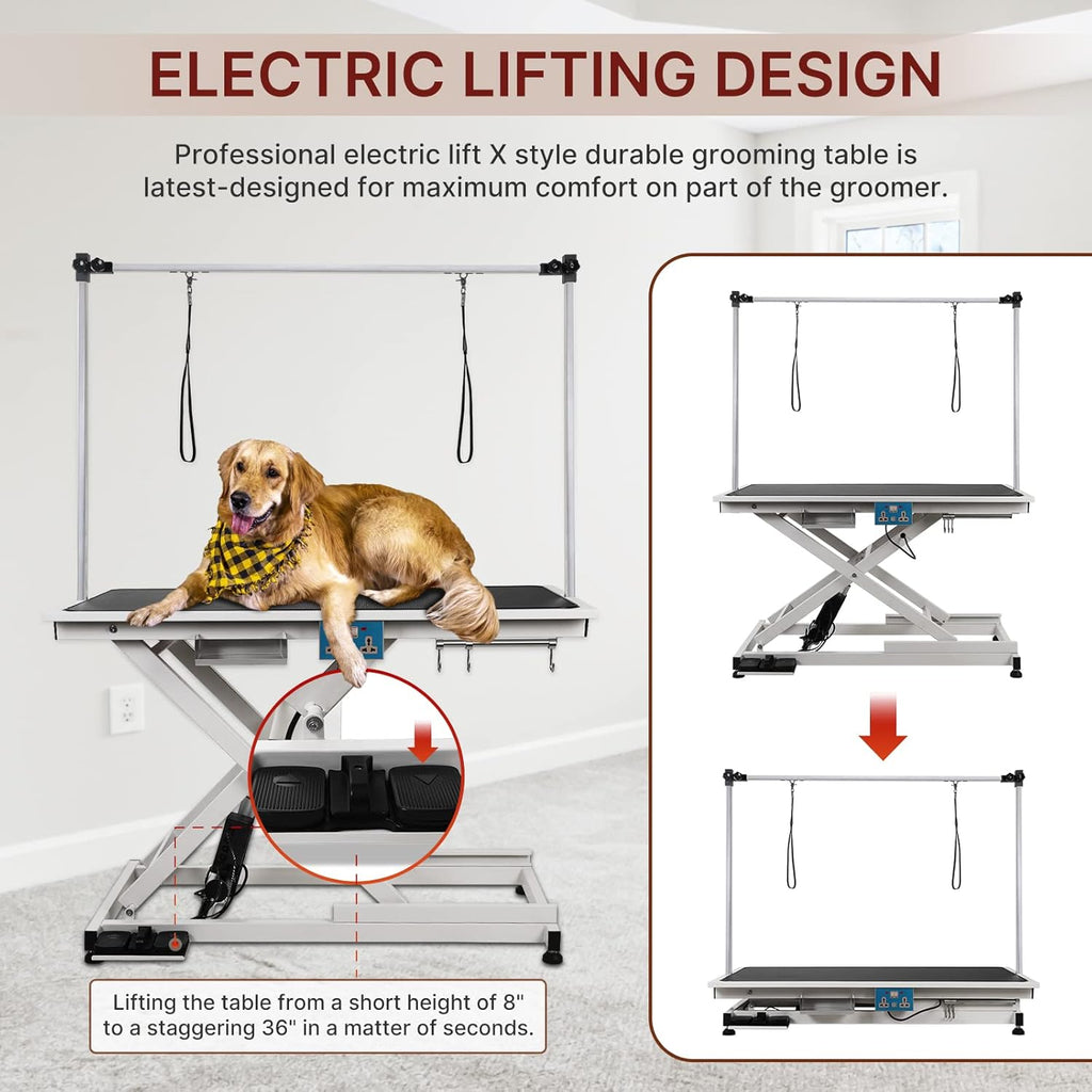 Hydraulic Electric Lift Pet Grooming Table with Adjustable H-Shape Arms X2284