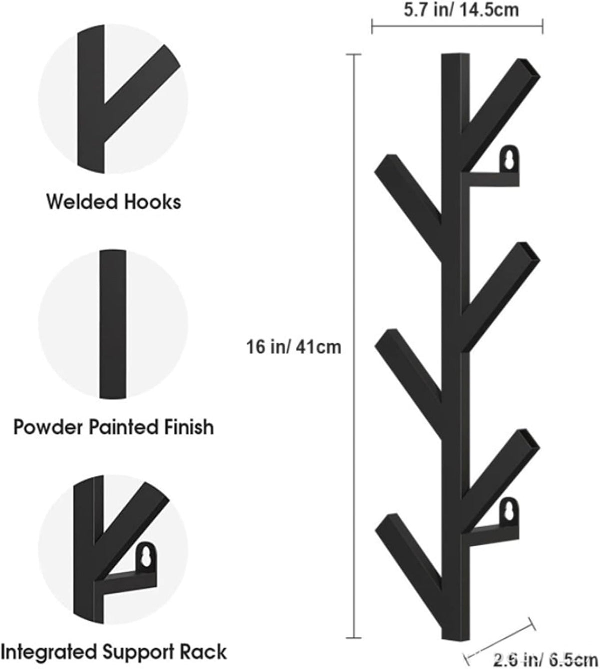 2 Pack Matte Black Metal Coat Rack K308930