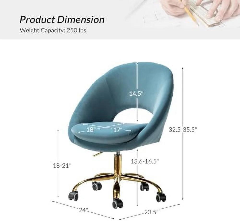 Modern Velvet Office Chair with Adjustable Swivel S1756