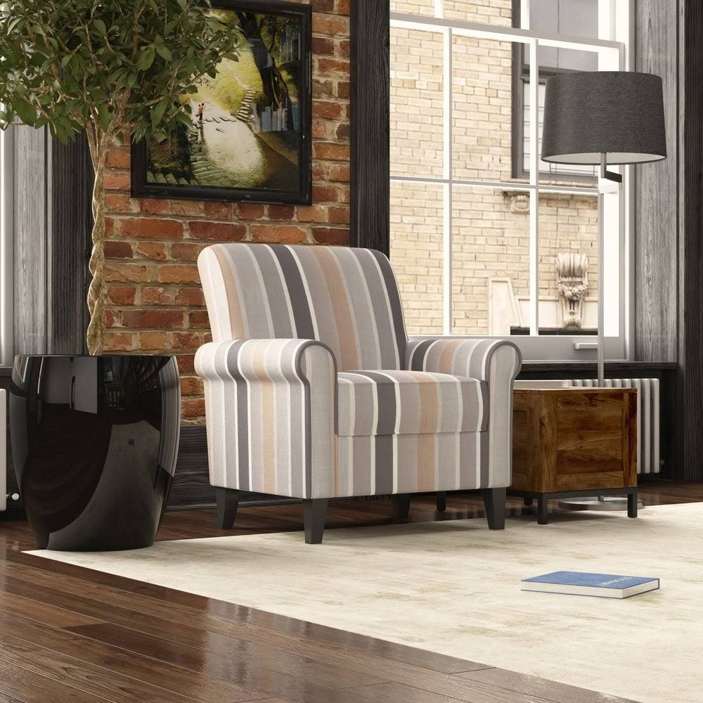 Rolled Arm Chair Striped Pattern Z99711
