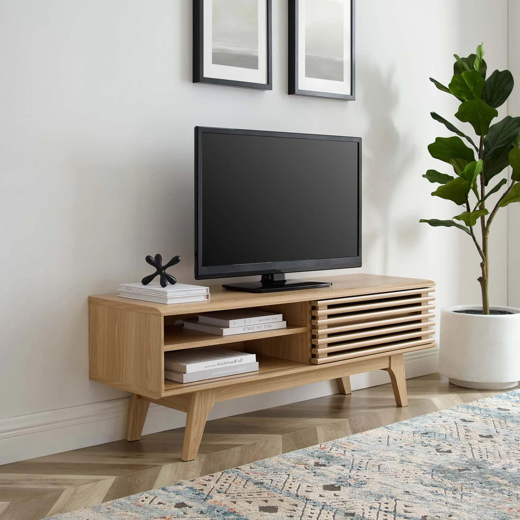 Brown Oak Wood TV Stand Console Table X93623