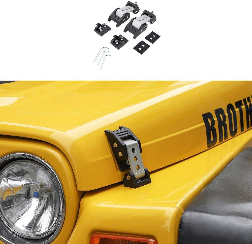 Stainless Steel Latch Locking Hood Catch Kit for Jeep Wrangler JK JKU (Silver) Pack of 2 B83541