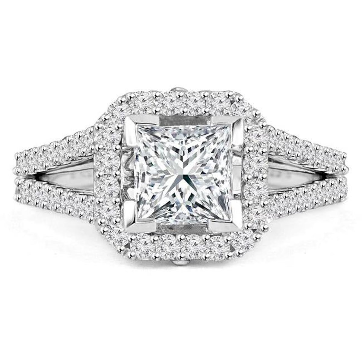 14K White Gold Princess Diamond Engagement Ring G565