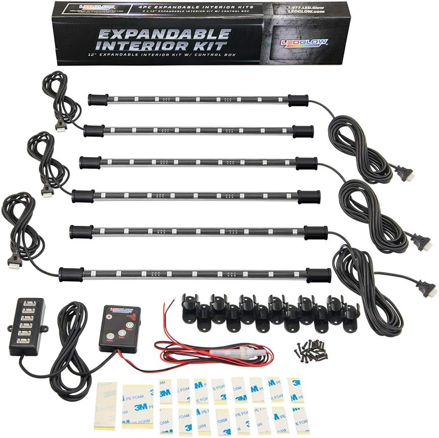 6pc Multi-Color LED Underdash Light Kit with 12 Tubes & Control Box A416