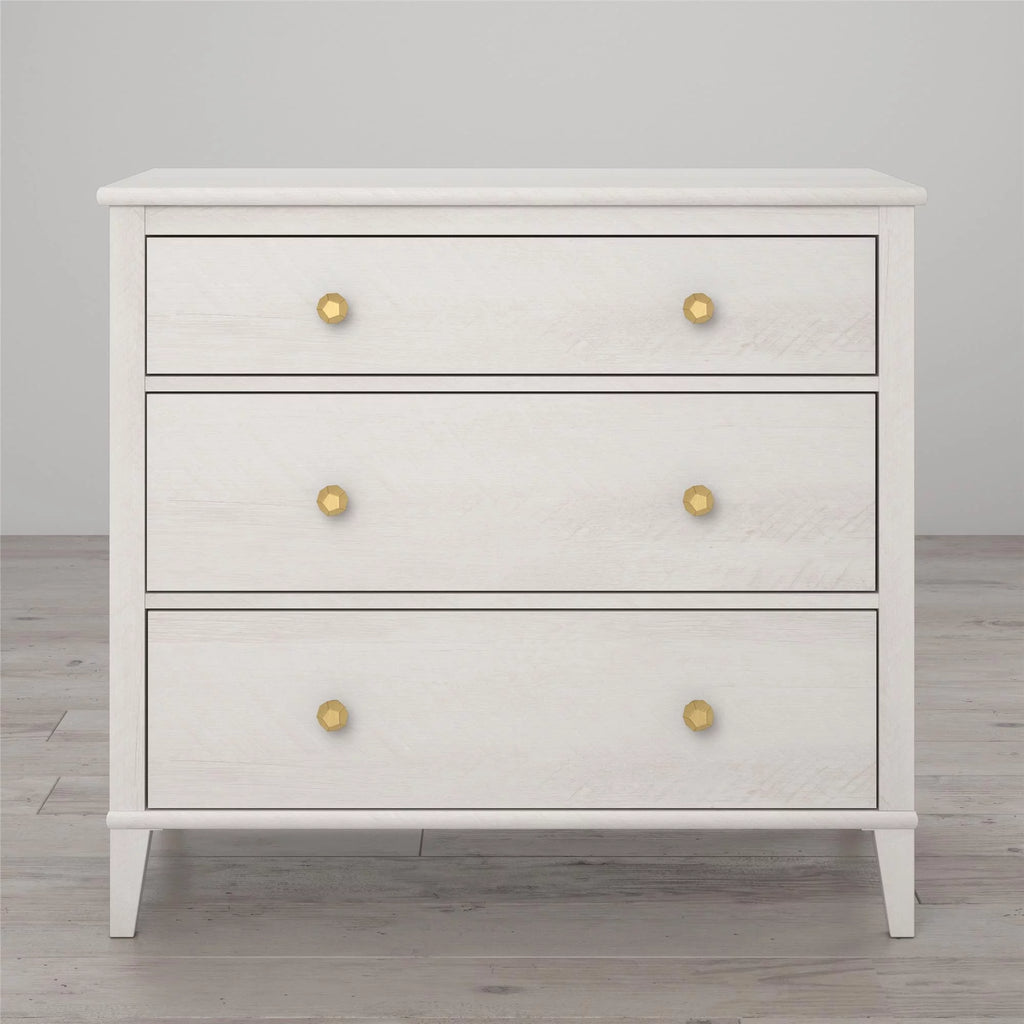 White 3 Drawer Dresser J739