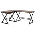Brown L-Shaped Computer Desk with Keyboard Tray T801512