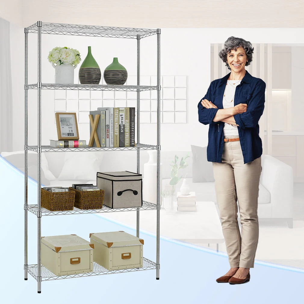 5 Tier Wire Shelving Unit Black U942
