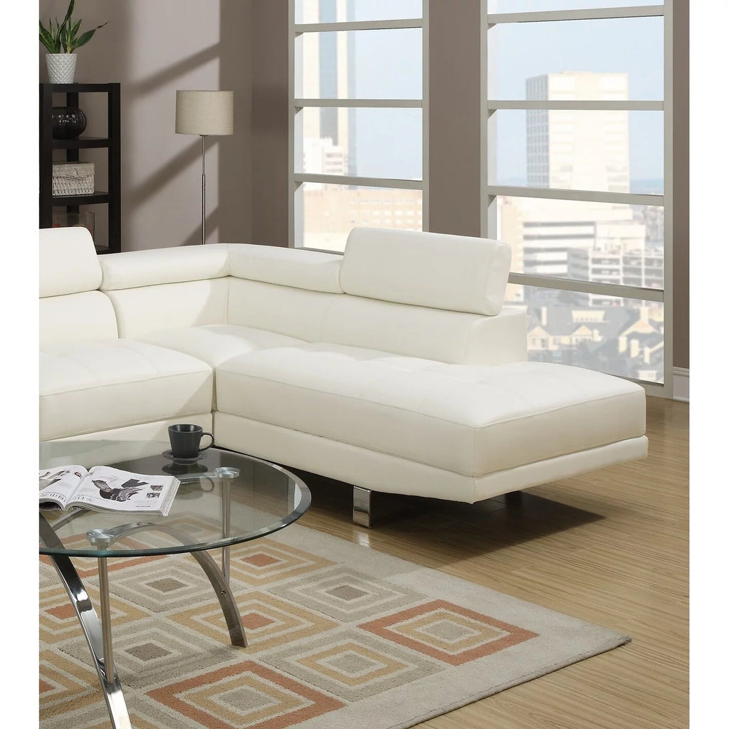 Faux Leather Sectional Sofa with Adjustable Headrest M906224