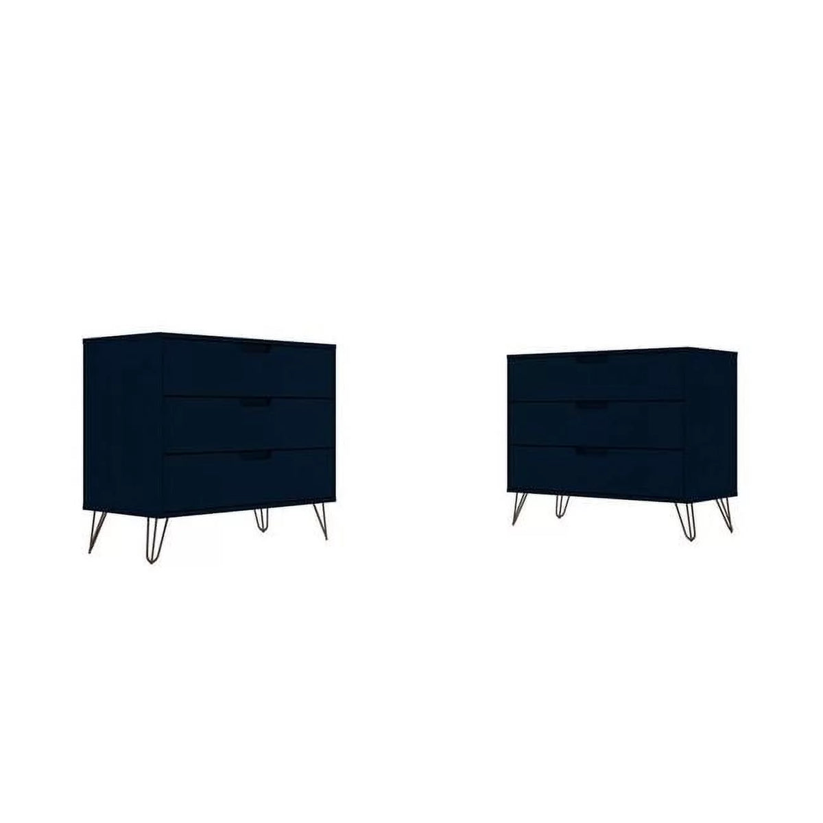 3-Drawer Midnight Blue Dresser Set of 2 Y726