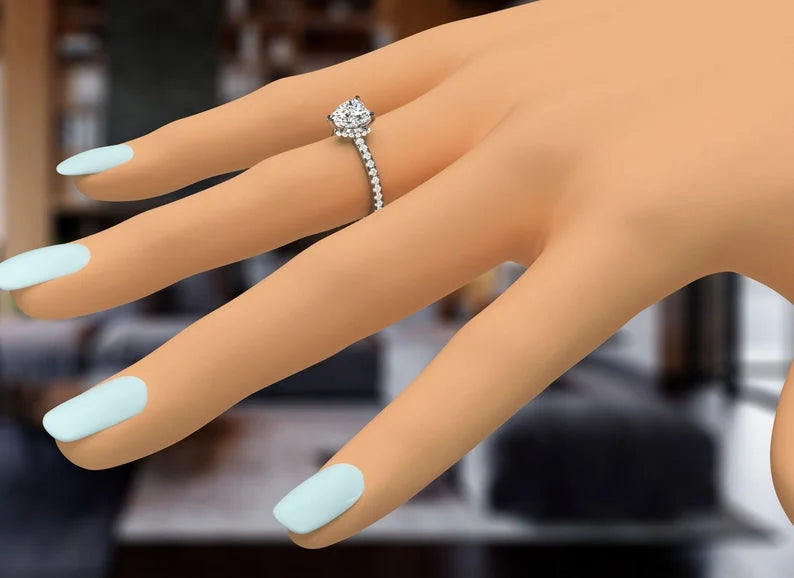Heart Shaped Diamond Bridal Rings Solid 950 Platinum P3107