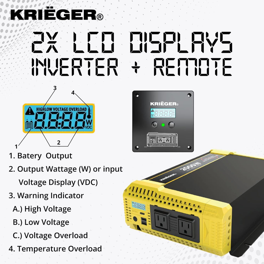 2000 Watt 12V Pure Sine Power Inverter Dual USB & AC Outlets G65318