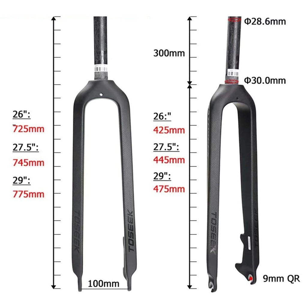 MTB Rigid Fork 1-1/8" Full Carbon Fiber Disc Brake Fork 26/27.5/29'' Straight Tube Mountain Bike Front Forks I8102