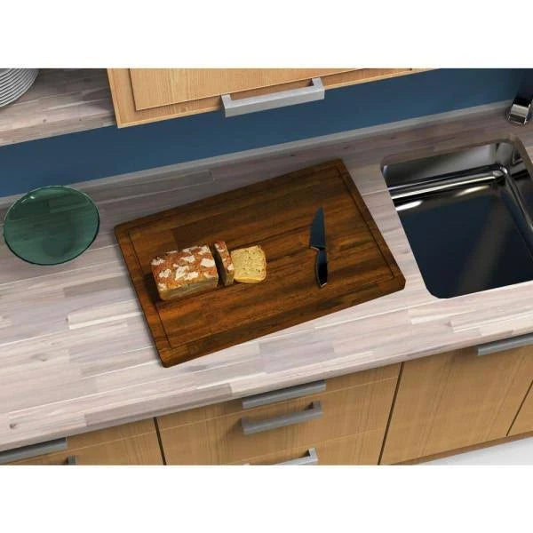 24 in. L x 16 in. D x 1 in. T Butcher Block Chopping Board in Golden Teak Stained Acacia N90405