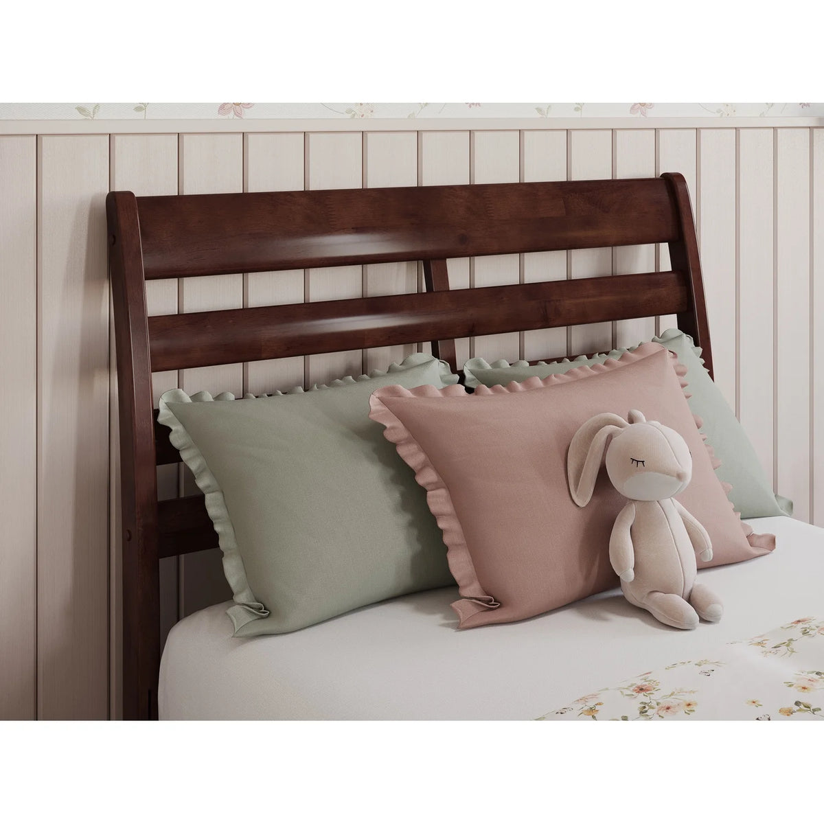 Twin Wood Low Profile Platform Bed in Walnut M711