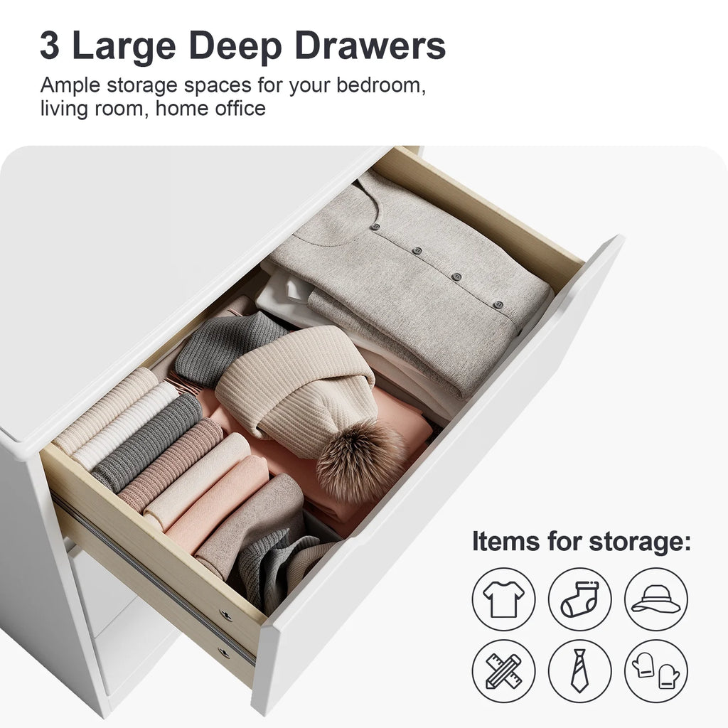 White 3 Drawer Wood Dresser Y808761