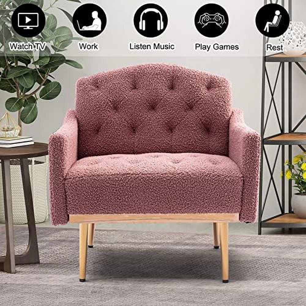 Velvet Accent Chair with Arms and Metal Legs U70939
