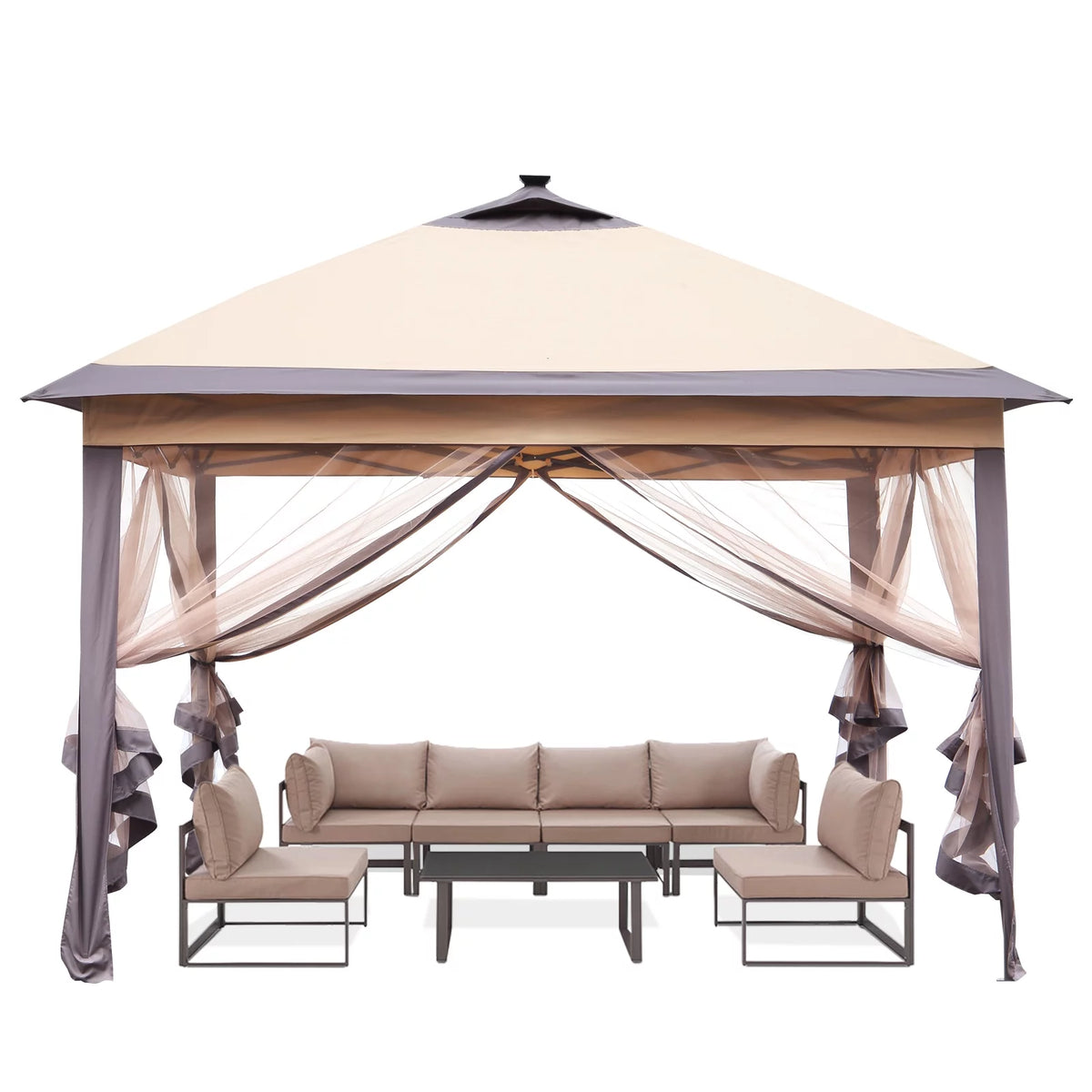 11 x 11 ft Pop up Gazebo Canopy with Mosquito Netting & Carrying Bag, Navy Blue Q1475