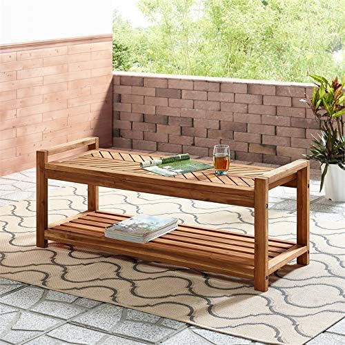 48 Chevron Acacia Wood Patio Storage Bench D7962