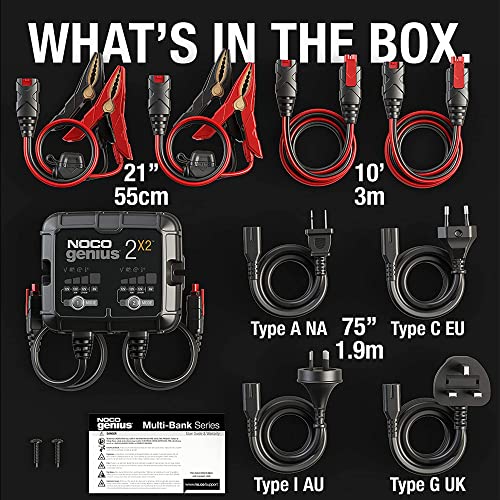4A 2-Bank Smart Battery Charger for Lead-Acid & Lithium S76286