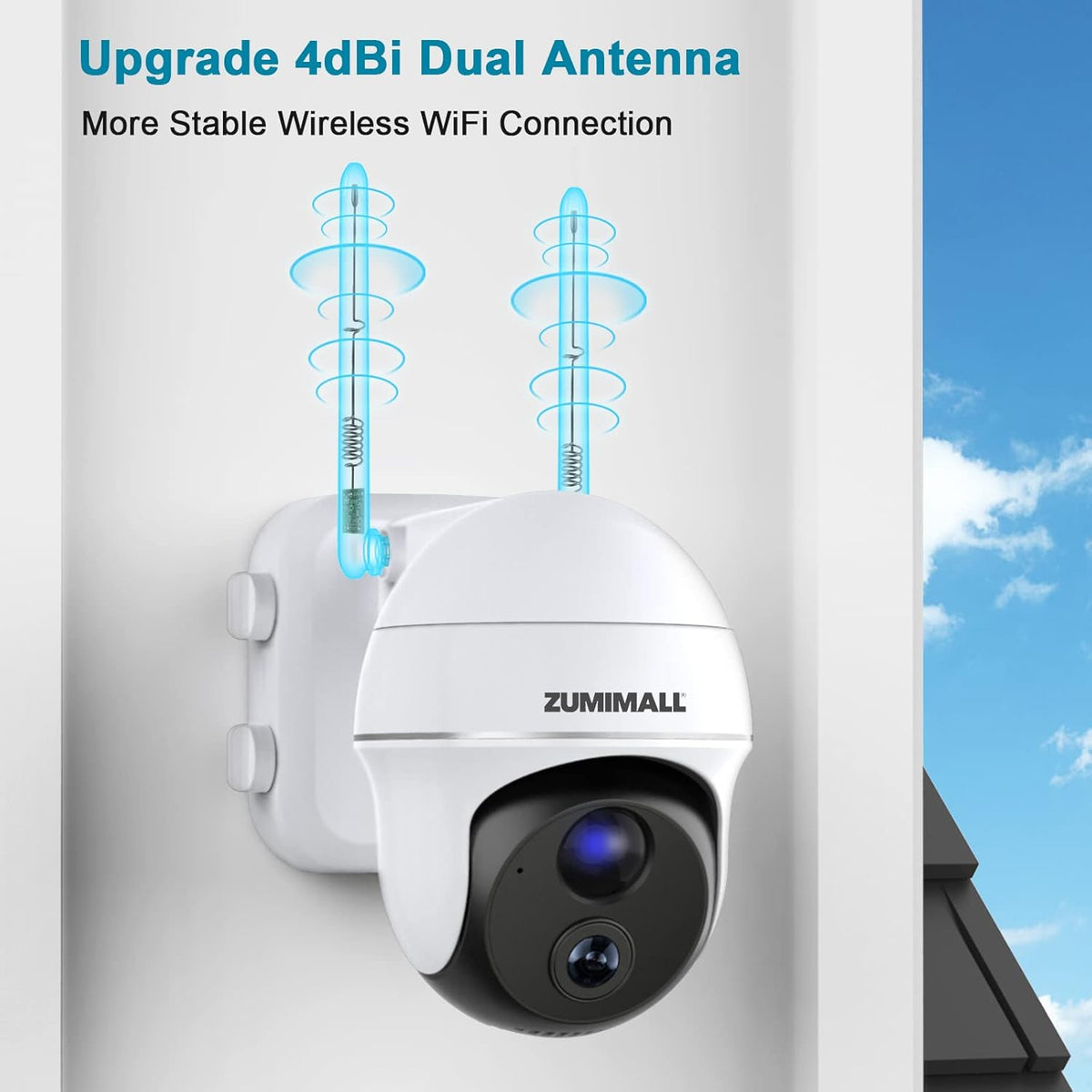 Wireless Outdoor Security Camera with 360° PTZ, Battery Powered, 1080P Night Vision, IP66 Waterproof W890484