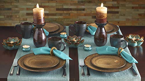 16-Piece Stoneware Dinnerware Set, Dark Brown E865027