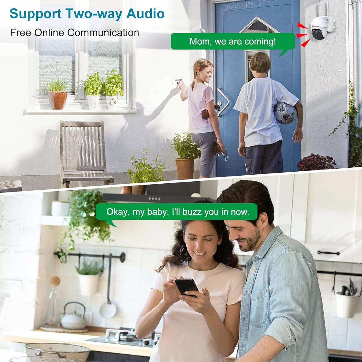 Wireless Outdoor Security Camera with 360° PTZ, Battery Powered, 1080P Night Vision, IP66 Waterproof W890484