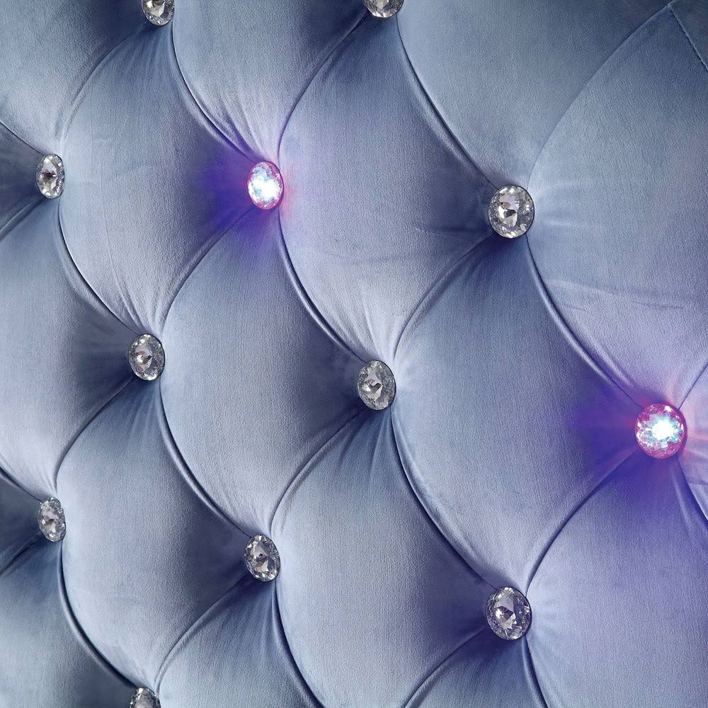 Brown Twin Button Tufted Headboard with LED Lights G519631