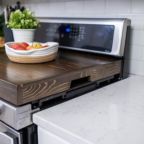 Noodle Board Stove Covers with Built-in Handles, Durable Extra Thick Pine Wood Handmade Cookware F992