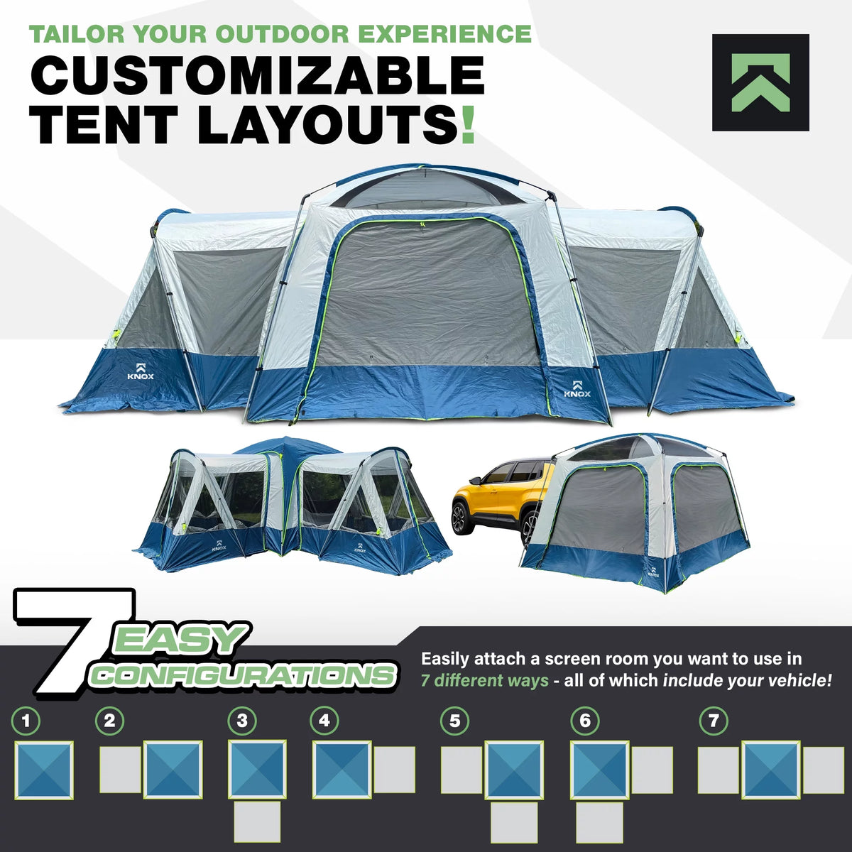 10-Person SUV Tent with 2 Screen Rooms Rainfly Q713
