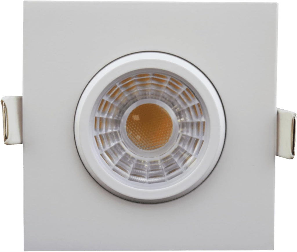 3-Inch Square White Recessed Adjustable LED Light, Selectable Color Temperature 27K-30K-35K-41K-50K, 8W, 650 Lumens, Dimmable Q718844