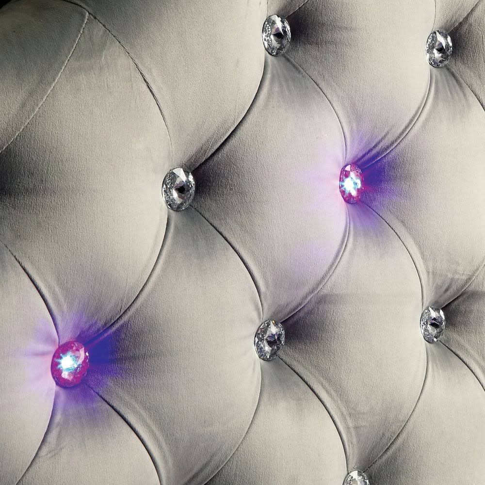 Brown Twin Button Tufted Headboard with LED Lights G519631